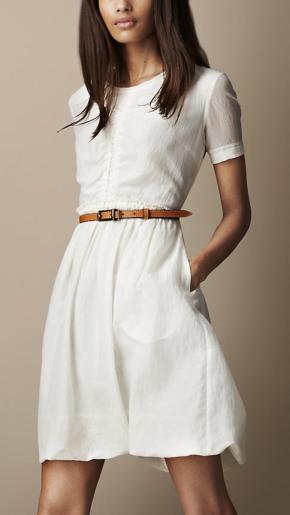white dress with belt