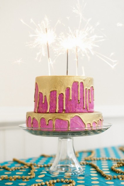 Gold and pink cake