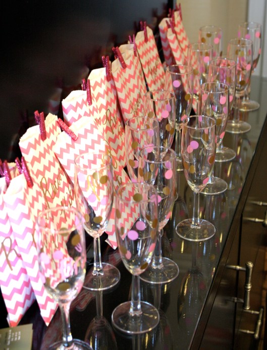 polka dot champagne glasses and recovery kits